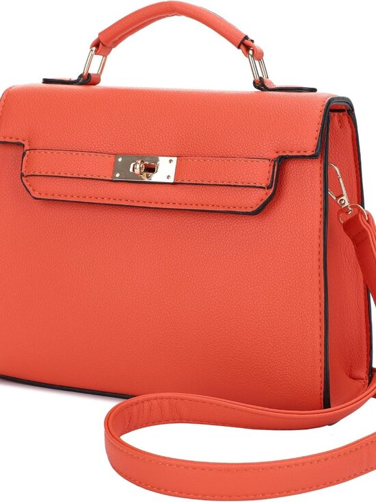 Jewelry - Women's Top Handle Satchel with Detachable Strap Small Pebbled Leather Fashion C